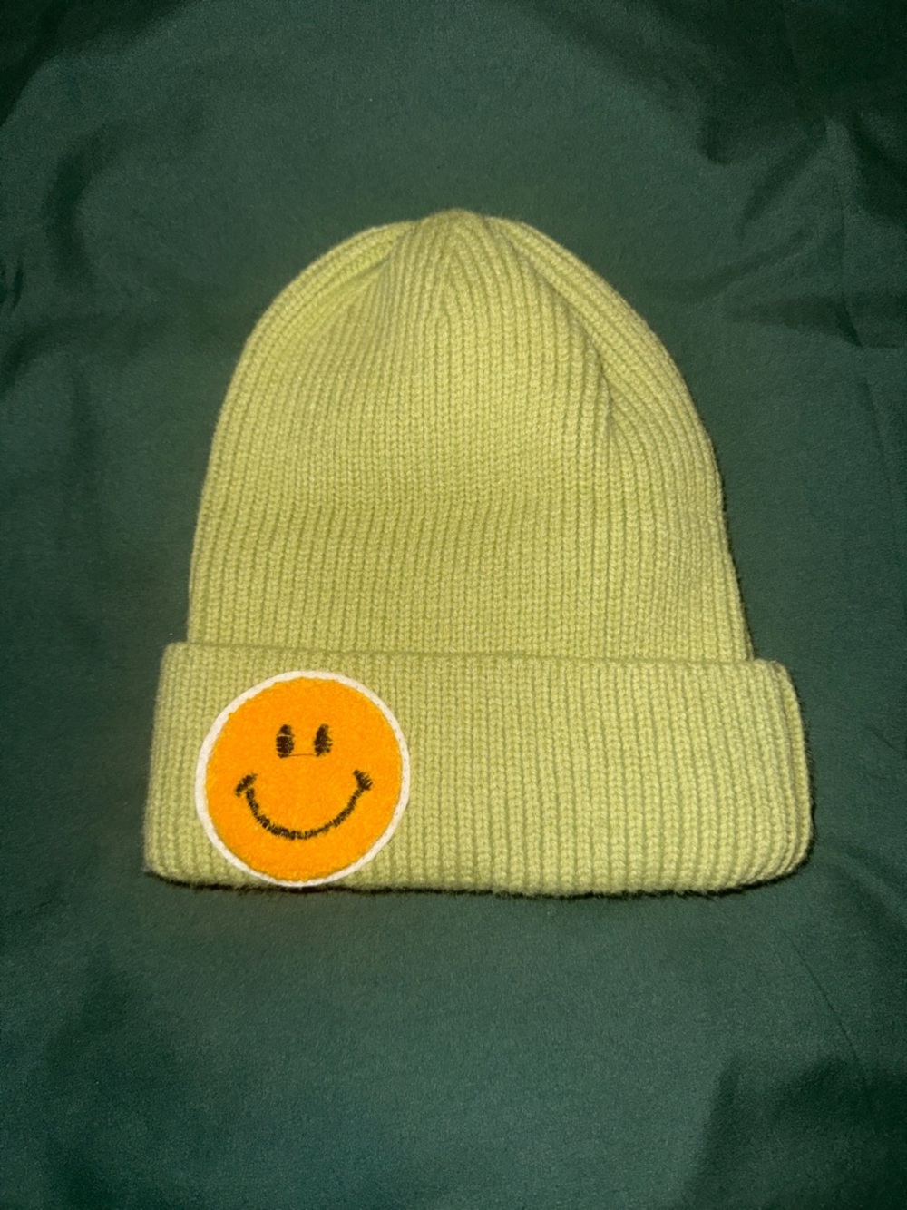 Green Smiley Beanie
